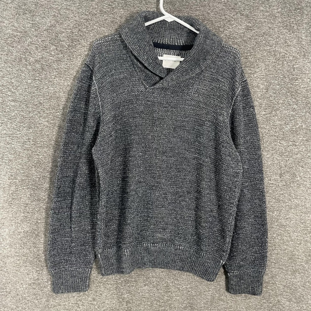 Billy Reid Sweater Mens Large Gray Alpaca Blend Shawl Collar Knit Pullover